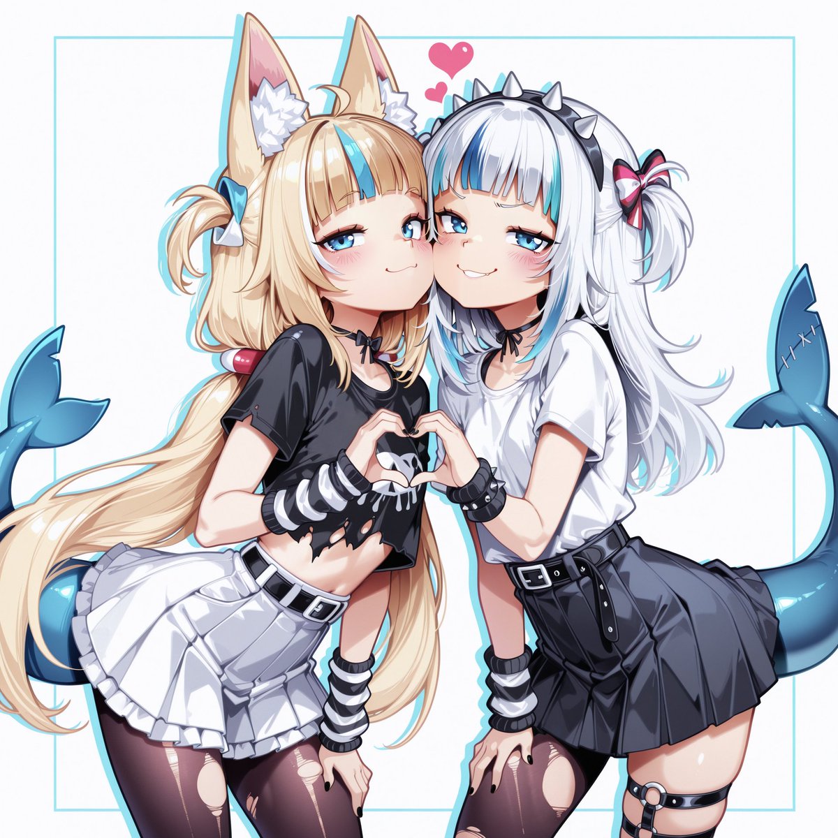 Double fish in an emo punk inspired outfit.