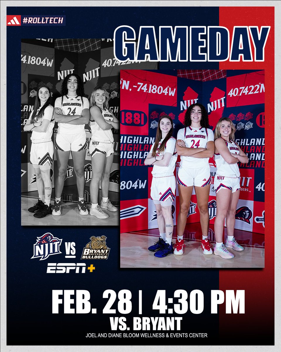𝐒𝐄𝐍𝐈𝐎𝐑 𝐃𝐀𝐘‼

🆚Bryant 
📍Newark, NJ
🕟4:30pm
🏟️Joel and Diane Bloom Wellness &amp; Events Center
📺ESPN+
📊NJITHighlanders.com 
🎟️NJITtix.com 

#RollTech