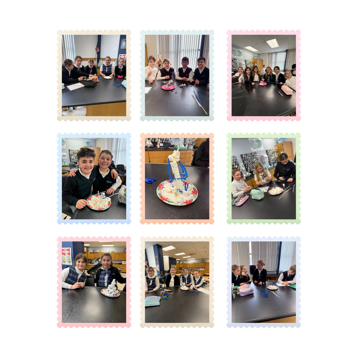 StDomSchool's tweet photo. In Science Lab, 4th graders created snowmen using marshmallows, straws, and pipe cleaners ⛄️ https://t.co/HTAD8gmiVR