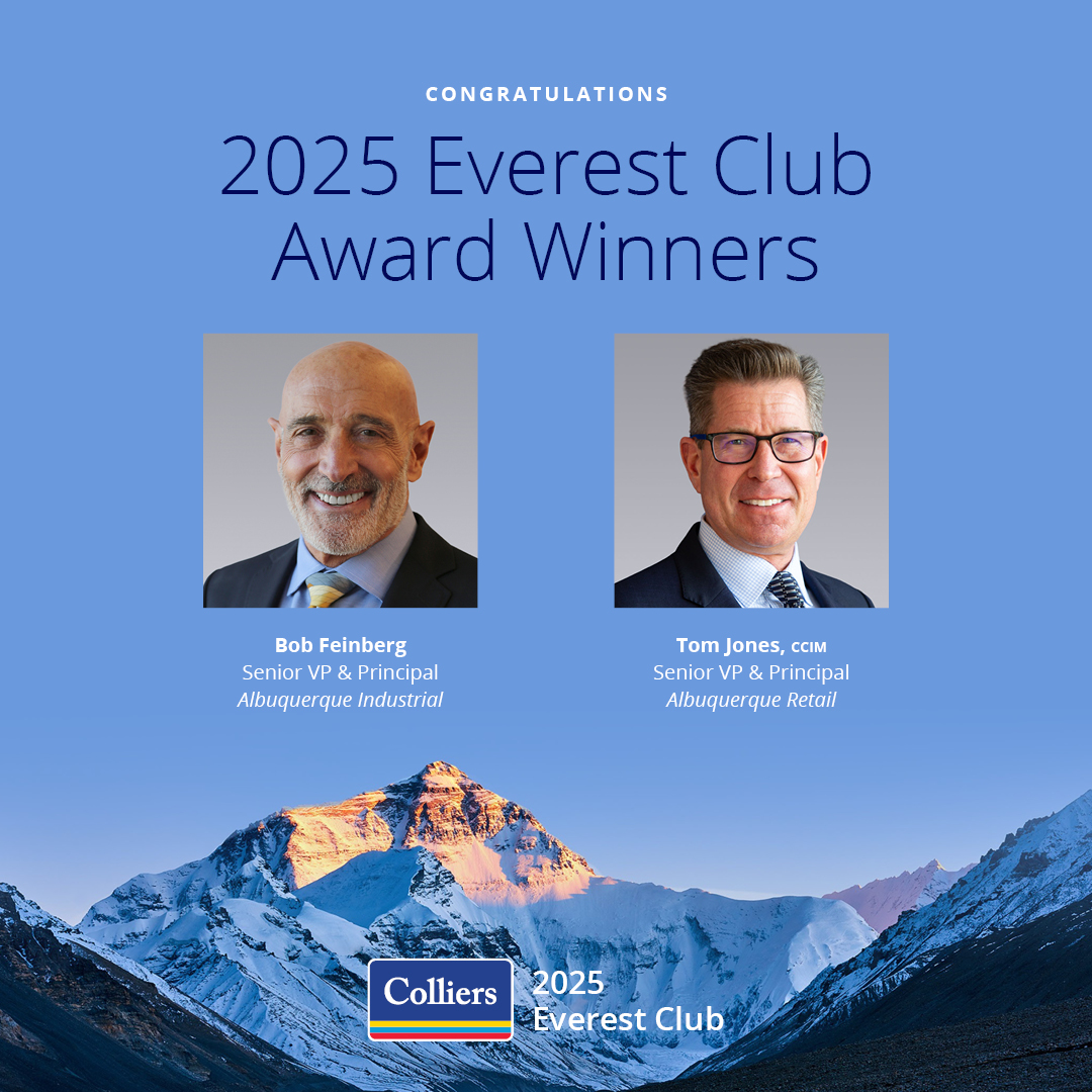 We are thrilled to announce that Bob Feinberg and Tom Jones, CCIM, have again been inducted into Colliers' Everest Club as top producers for 2025! The Everest Club recognizes the top 10% of all 2,300+ U.S. Colliers brokerage performers who demonstrated exceptional entrepreneurial