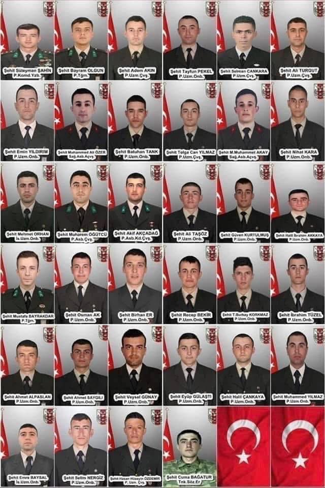 ibrahim_aygn's tweet photo. 27 Şubat 2020 tarihinde #İdlib’de hain bir saldırı sonucu Şehit olan 34 kahraman askerimizi rahmetle ve saygıyla yâd ediyorum.

Ruhları şâd, mekânları cennet olsun. #İdlibŞehitleri 🇹🇷🇹🇷🇹🇷 #şehitlerşerefimizdir https://t.co/lw4FL7Tquk