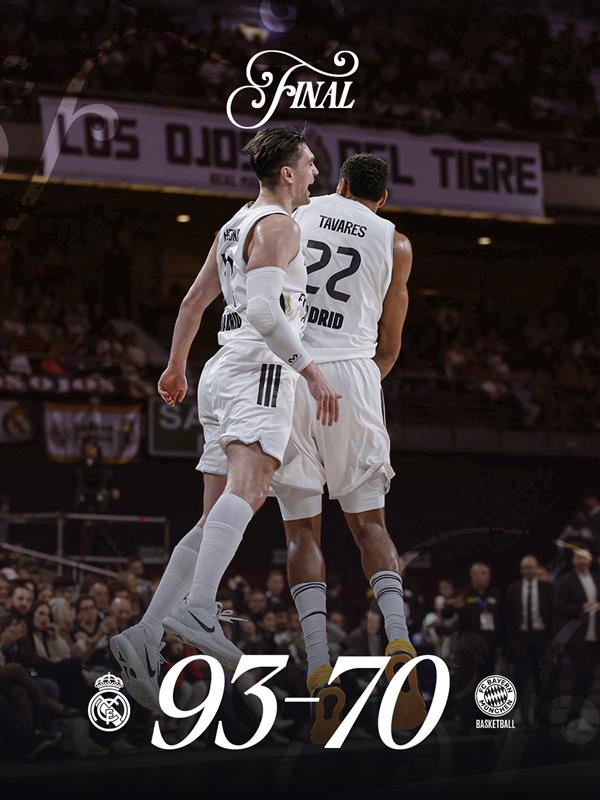 🏁 FP: <a href="/RMBaloncesto/">Real Madrid Basket</a> 93 - 70 <a href="/FCBBasketball/">FC Bayern Basketball</a>