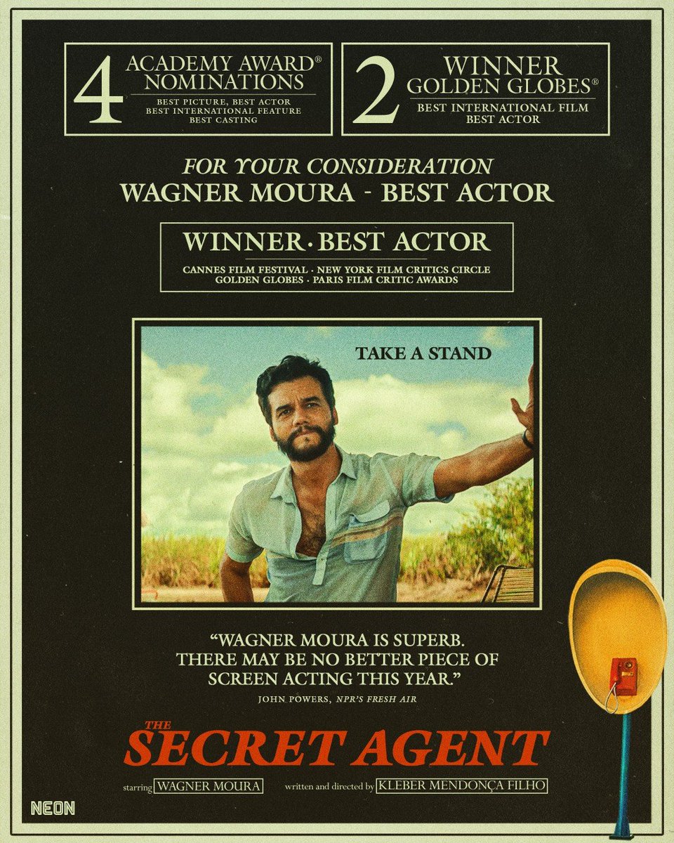 Cinematografiaz's tweet image. Take a stand!!!!

#FYC Wagner Moura – Best Actor

#oscar #theacademy #thesecretagent