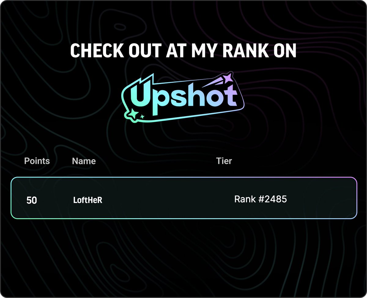 Just hit Rank #2485 on <a href="/upshot_cards/">Upshot</a> after stacking 50 XP
Ready to claim my cash prizes for this season! 💰
Join me 👇
upshot.cards/?ref=81a2cc0e