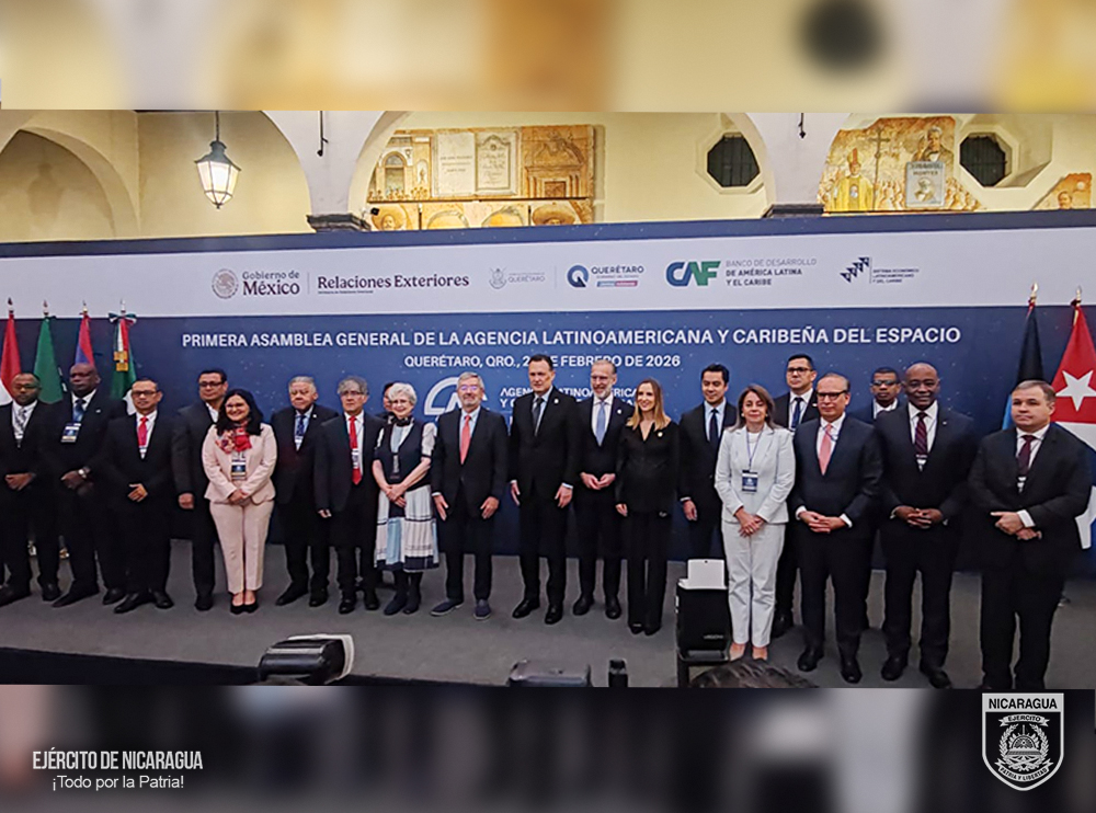 EjercitoNic's tweet photo. #NOTADEPRENSA | El @EjercitoNic participó en la ceremonia de inauguración y sesión plenaria de la primera asamblea de la Agencia Latinoamericana y Caribeña del Espacio (#ALCE), desarrollada en #Mexico. #TodoPorLaPatria https://t.co/MedWAmABSX