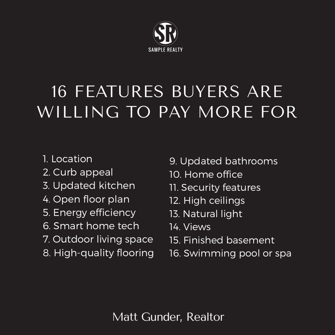 mattygunder's tweet photo. Did you know that savvy buyers are ready to invest more in these must-have features? Here are 16 Home Features that steal hearts and add value to your property! #SellYourHome #RealEstate #HomeBuyers #PropertyInvestment #HomeSweetHome https://t.co/ZoMvDWQXDm