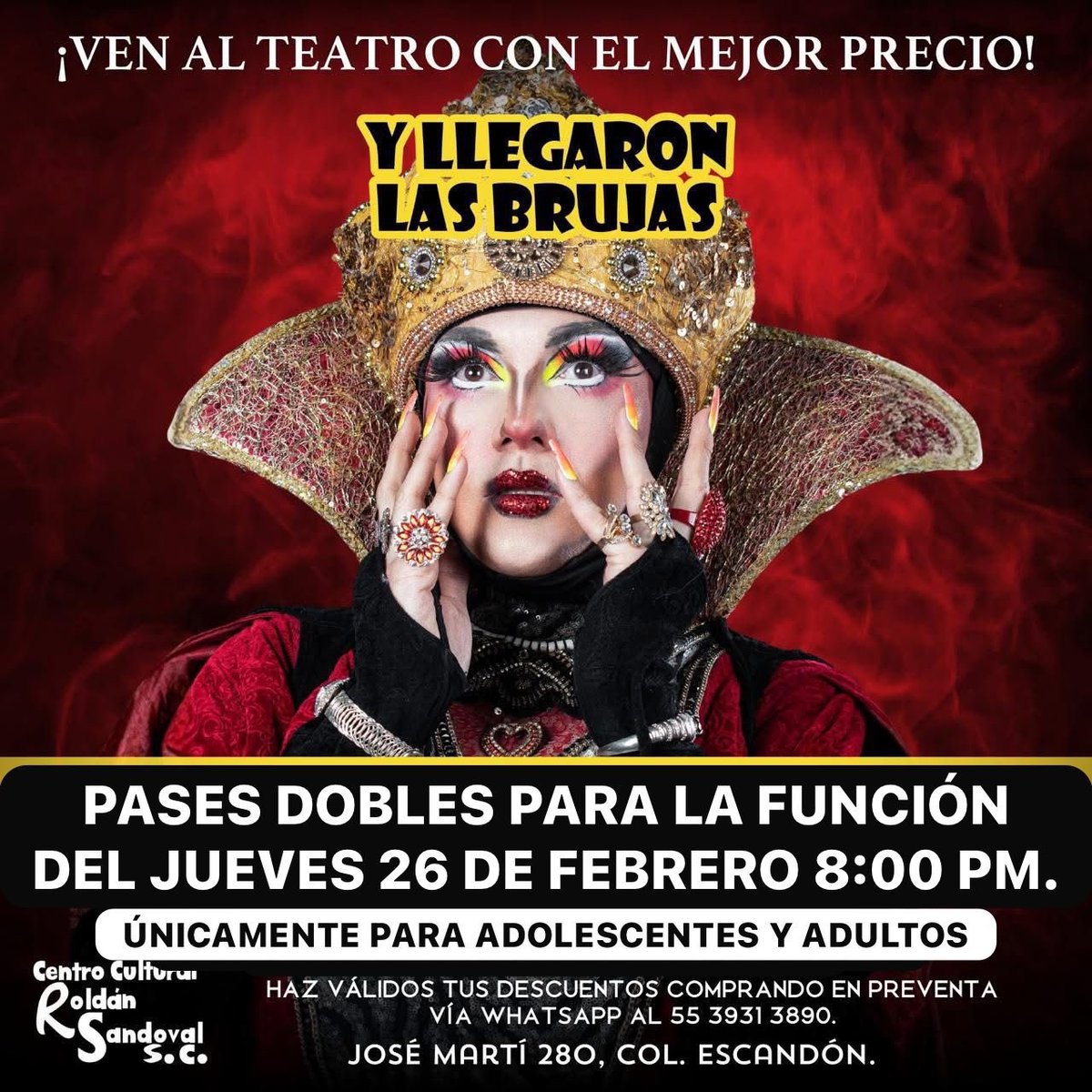 venalteatroMX's tweet photo. Tenemos pases dobles para que se vayan HOY a ver "Y llegaron las brujas” 8pm en el Centro Cultural Roldan Sandoval 🎭

Únicamente:

🌟Nombre completo 
🌟Like y RT 

Y listo 🎭🎁🎉 https://t.co/nLmoDiFimE