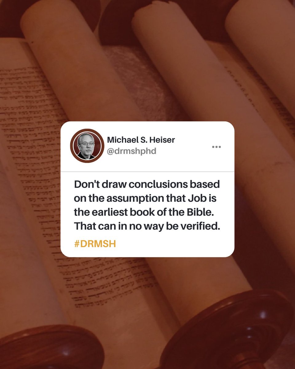 DRMSHPhD's tweet image. It's irritating to hear people (especially, again, people in apologetics) draw conclusions about theology, about science, and about Israelite religion in light of the assumption that Job is the earliest book of the Bible. That can in no way be verified. 

#bible #Torah #Moses