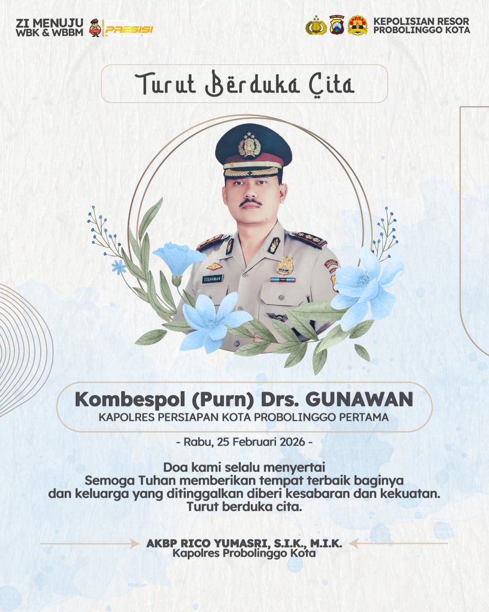 Doa kami selalu menyertai dan semoga Tuhan memberikan tempat terbaik di sisi Allah SWT  serta keluarga yang ditinggalkan diberikan kekuatan dan kesabaran 

#polresprobolinggokota
#kotaprobolinggo
#kapolresprobolinggokota