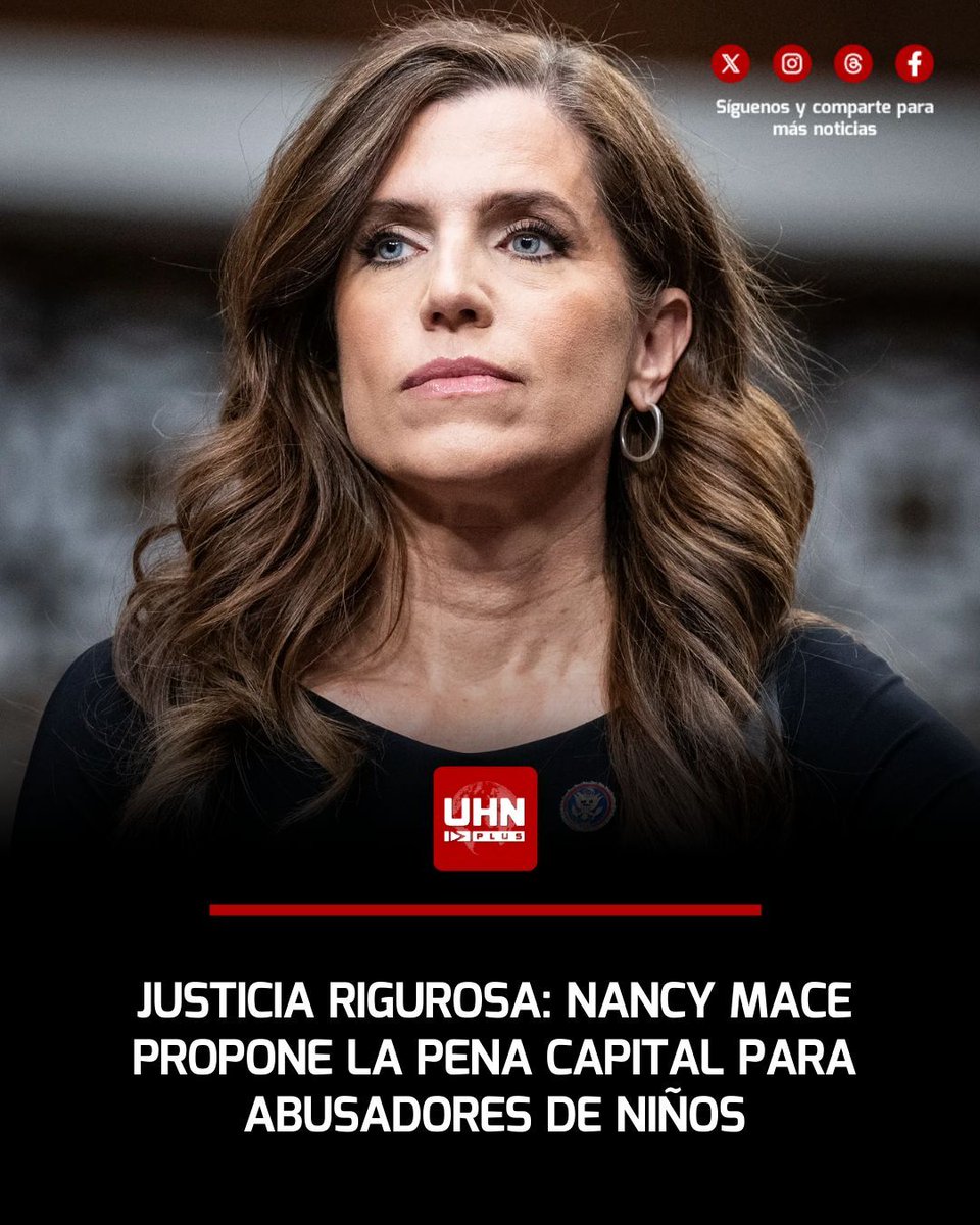 🇺🇸‼️ | La Congresista republicana Nancy Mace ha presentado un audaz proyecto de ley que busca instaurar la pena de muerte obligatoria para los abusadores sexuales y violadores de niños, enfatizando que "los niños son los más vulnerables entre nosotros". Esta propuesta busca