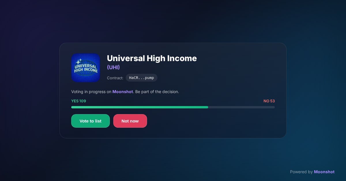 rhadden007's tweet photo. $UHI is really close to Moonshot listing — we're only a handful of votes away.
We're already at the last step with Moonshot, so now it's on the community to show up. This vote could be what gets us listed.

https://t.co/GGbKdldtTX https://t.co/mDRyL1lLzn