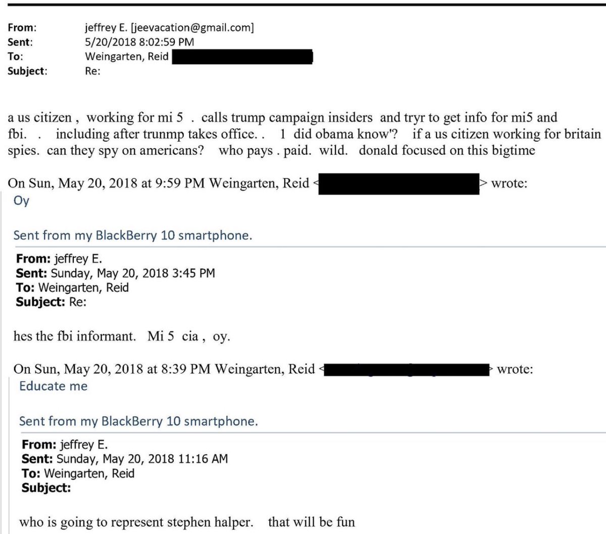 Epstein knew all about Stefan Halper working for the CIA/FBI and British intelligence to install Hillary and, when that failed, to overthrow President Trump