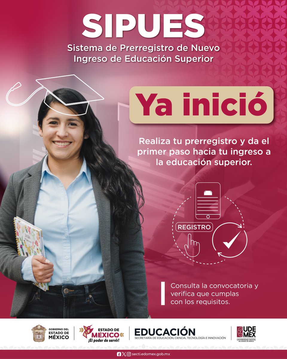 Si estás por terminar el bachillerato, este es tu momento. Realiza tu prerregistro en el SIPUES y conoce las licenciaturas que la UDEMEX tiene para ti. #SomosUDEMEX