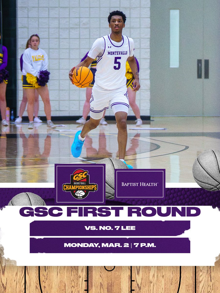 MontevalloMBB's tweet photo. MARK YOUR CALENDARS 📅

Montevallo hosts Lee on Monday, March 2 at 7 p.m. for the first round of the GSC Tournament 

#TogetherWeRise https://t.co/Qnb1WV6ogl