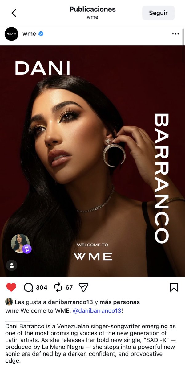 EAH RAYOS! ANDA PAL CARA ESTO SI ES NOTICIA

WME es de las agencias más importantes en el mundo, representa a artistas de talla mundial como Adele, Bruno Mars, The Weeknd, etc! 😬😬🔥

NO ES FÁCIL QUE ESTÁ GENTE TE PONGA EL OJO! FELICIDADES DANI! 

 #NadieComoNosotros