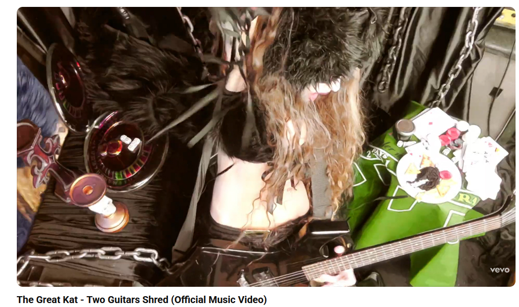 greatkatguitar's tweet image. #NEWVIDEO!
“Two Guitars Shred” Music Video by THE GREAT KAT #SHRED #LEGEND!
VEVO youtube.com/watch?v=myfCLM…
The Great Kat is so inspired by the Russian Traditional songs, that she whips out her 2 FLYING V GUITARS to play this sexy melody and dance the #Russian Gypsy dance!