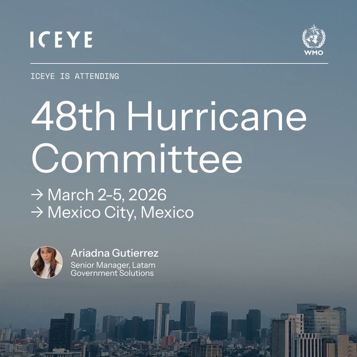 iceye_global's tweet image. ICEYE joins the 48th Hurricane Committee in Mexico City, showcasing Hurricane Melissa response and how SAR data enabled rapid impact assessment and disaster decisions. To learn more or to set up a meeting with us at the event, contact us here: hubs.li/Q044XLg_0 #Hurricane
