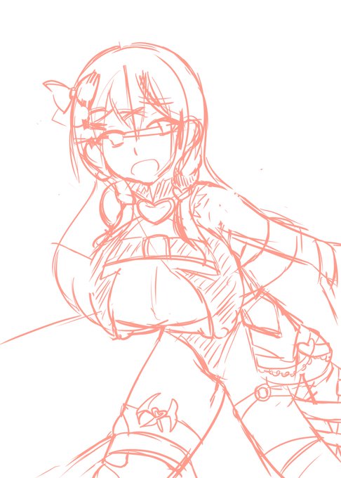 #羊の朝活
 今日はラフを少し。
skeb依頼の作品のラフでーす。 