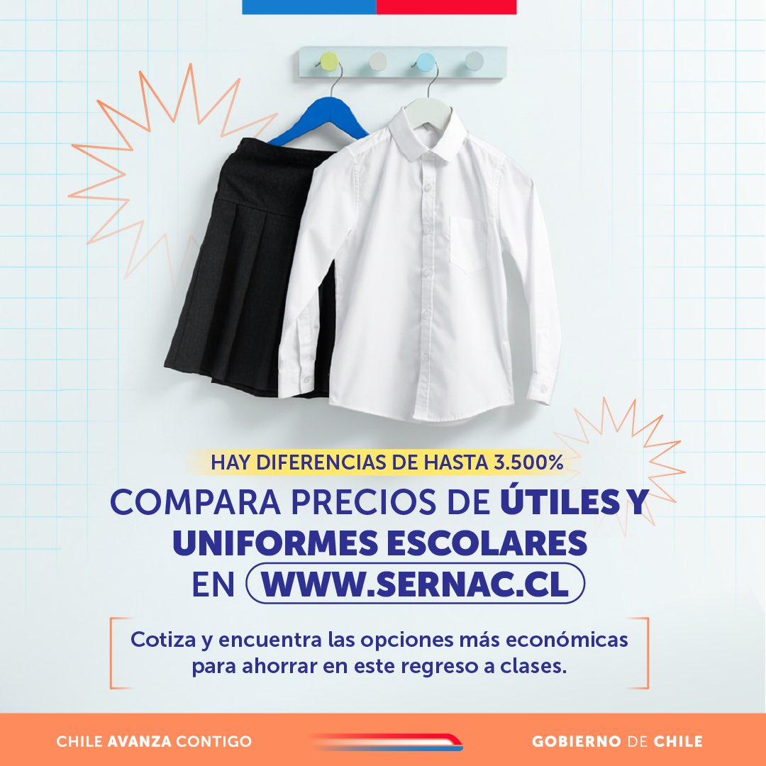 GobiernodeChile's tweet photo. Impulsamos la entrega gratuita de útiles y textos escolares a millones de estudiantes y ofrecemos una herramienta para cotizar y ahorrar en la compra de material y uniformes📚

Apoyamos sus trayectorias educativas y fortalecemos la equidad en el sistema ✏️ con kits de artículos por cada nivel.

Además, el @SERNAC cuenta con el Cotizador de Útiles y Uniformes Escolares 2026🎒 en su sitio web, herramienta que reúne más de 150 mil precios de alrededor de 60 empresas con presencia en más de 1.600 locales a lo largo del país.