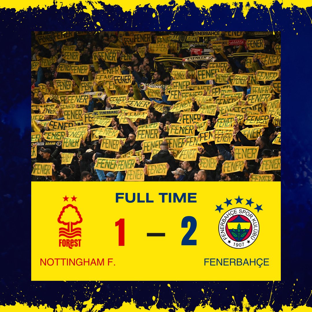 ✖️ VEDA | Deplasmanda Nottingham Forest'ı eksiklere rağmen kaçan fırsatlar ve etkili oyunumuz ile 2-1 yenerek Uefa Avrupa Ligi'ne veda ediyoruz.

#fenerbahçe 💛💙 | #UEL 🏆✍️