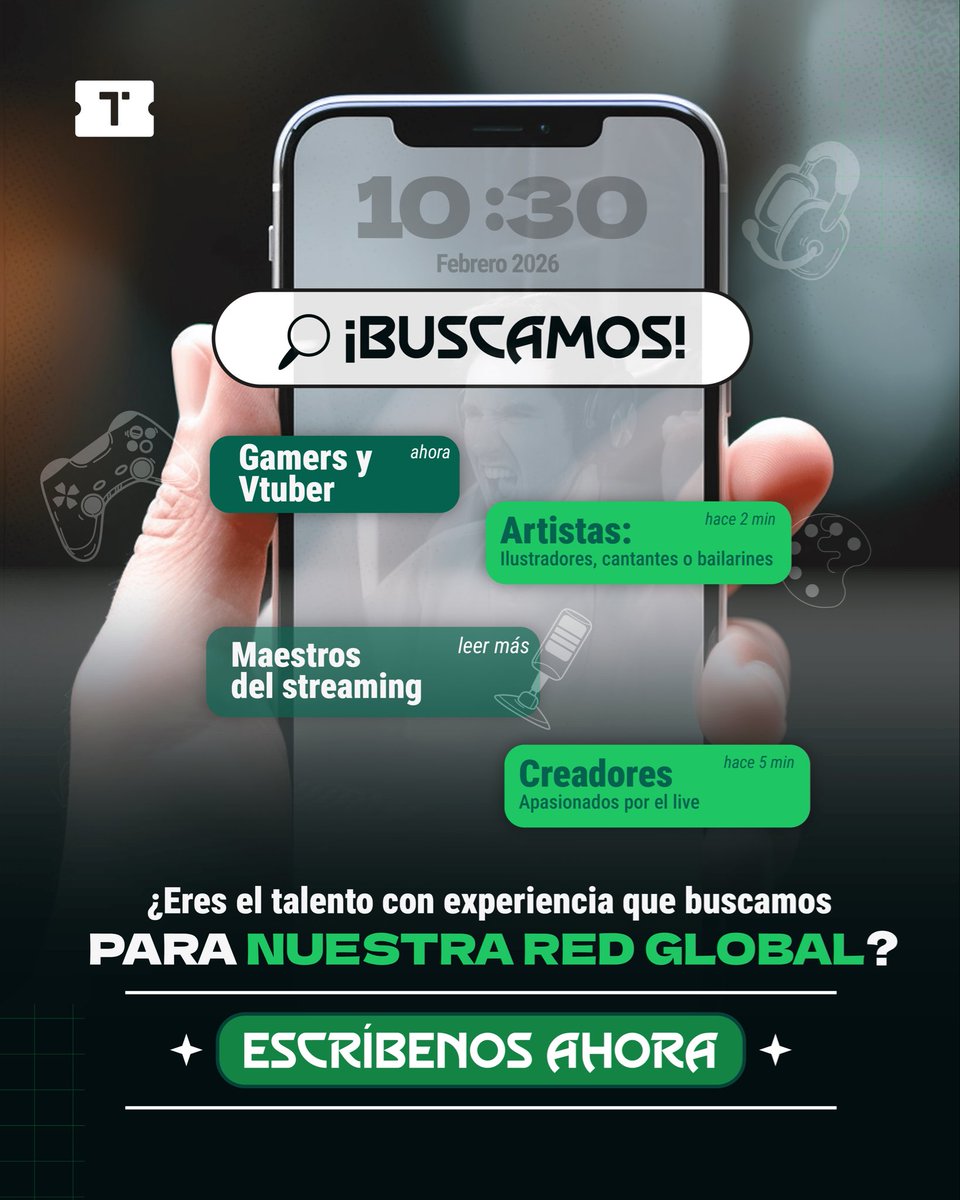 TimeTicketLATAM's tweet image. ¿Dominas el mundo del live? 🤔

Buscamos #gamers, #artistas, #vtubers, expertos en #chatting o apasionados por los lives con talento en Latam.

Requisitos:
✅ Experiencia previa en live
✅ Capacidad de interacción activa con el chat
✅ Disciplina y carisma

¿Eres tú? Comenta "YO"