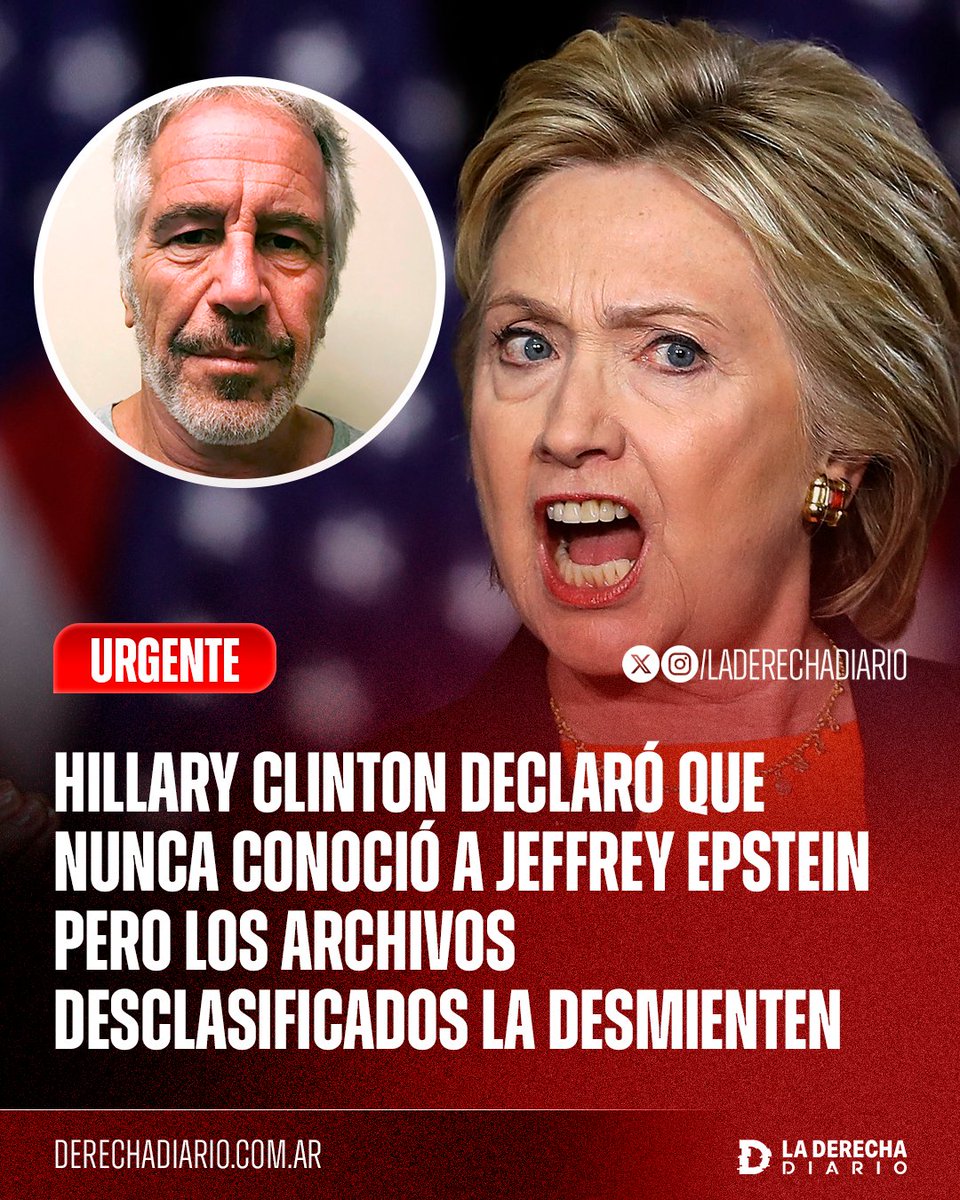 🚨🇺🇸 | La fracasada Hillary Clinton declaró que nunca conoció al proxeneta pedófilo Jeffrey Epstein, pero los archivos desclasificados por Trump la desmienten.

Entre los correos electrónicos revelados, se ve a Epstein decir:

“Hillary Clinton es mucho más bonita en persona”.