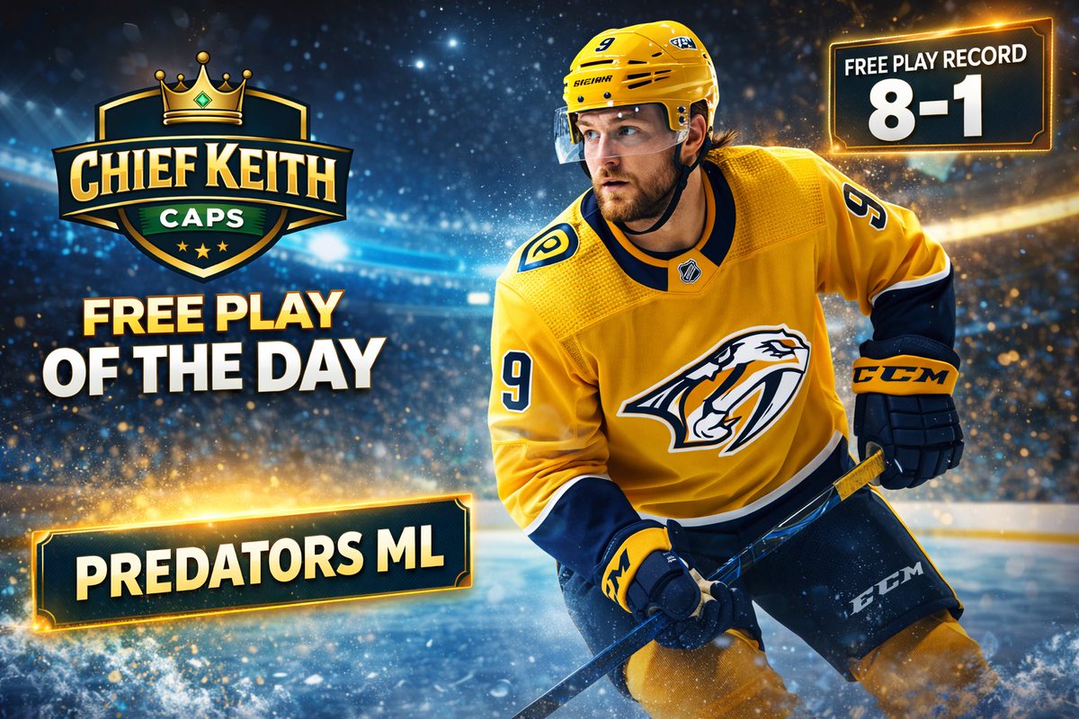 ChiefKeithCaps's tweet photo. Free Play of the Day is live. 🏒
Predators ML 🎯
Free play record sits at 8-1 right now… we’ve been seeing the board well.
If you want to see the rest of today’s card, I threw it all up on my Winible for free. No pressure, just sharing what I’m playing.
Free Card: https://t.co/jxethMch7W
Let’s keep it rolling. 💰
#NHL #SportsBetting #Gambling𝕏 #GamblingTwitter #NHLPicks #UnitTalk #ChiefKeithCaps #FreePlay