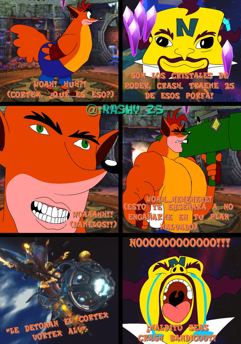 Un Curi basado en Crash Bandicoot 2 con la plantilla quemada del momento jaja