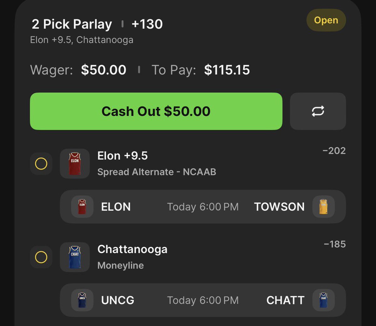 WP_Picks's tweet photo. Ladder Challenge!! Leg 1

Buying Elon up to 9.5 and Chatt ML- love Elon to cover just the 5.5, but let’s make it a little bit easier. 

Elon +9.5
Chattanooga ML

+130 https://t.co/hsGmjJZyYw