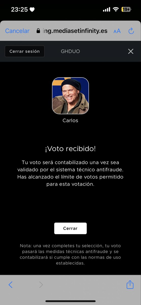 saritasual's tweet photo. Todos votando a Carlos!!!!! #GHDuoFinalistas https://t.co/iYo5DKkWJ9