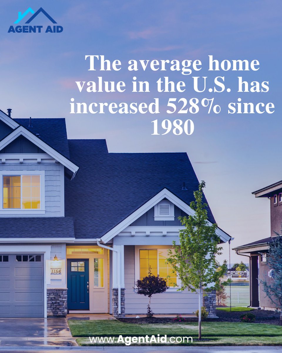 AgentAid54703's tweet photo. Since 1980, U.S. home values have increased by 528%+ 🏠📈 Real estate continues to prove it’s one of the most powerful long-term wealth builders. Focus on the deals—let Agent Aid handle the details. #RealEstate https://t.co/R60UjSjoAk