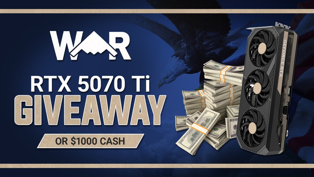 We've partnered with <a href="/waronusd1/">WAR</a> to giveaway an RTX 5070 Ti or $1,000 Cash!

To enter, perform these tasks via the link below:

🔁Repost + Like #ad
✅Follow <a href="/waronusd1/">WAR</a>
 
Enter here: vast.link/war