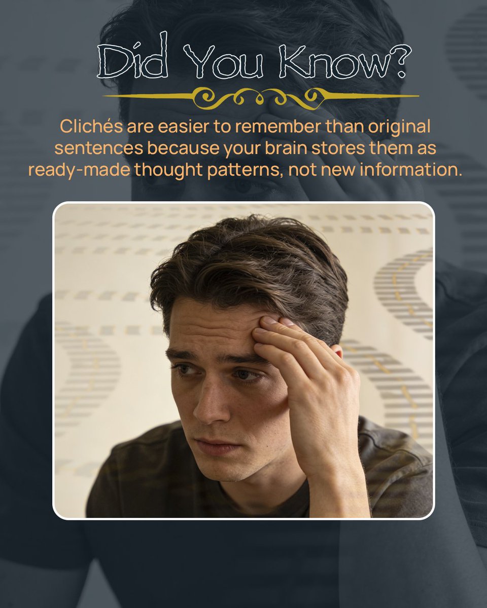 Ever wonder why clichés stick so easily?
Your brain doesn’t treat them like new sentences. It stores them as ready-made thought patterns; fast, familiar, emotionally loaded.

#theclichechronicles #brianbradley #clichebookclub #languagegeeksunite #emotionalwellness #comingsoon