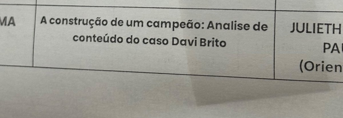 imagina fazer tcc sobre Davi Brito