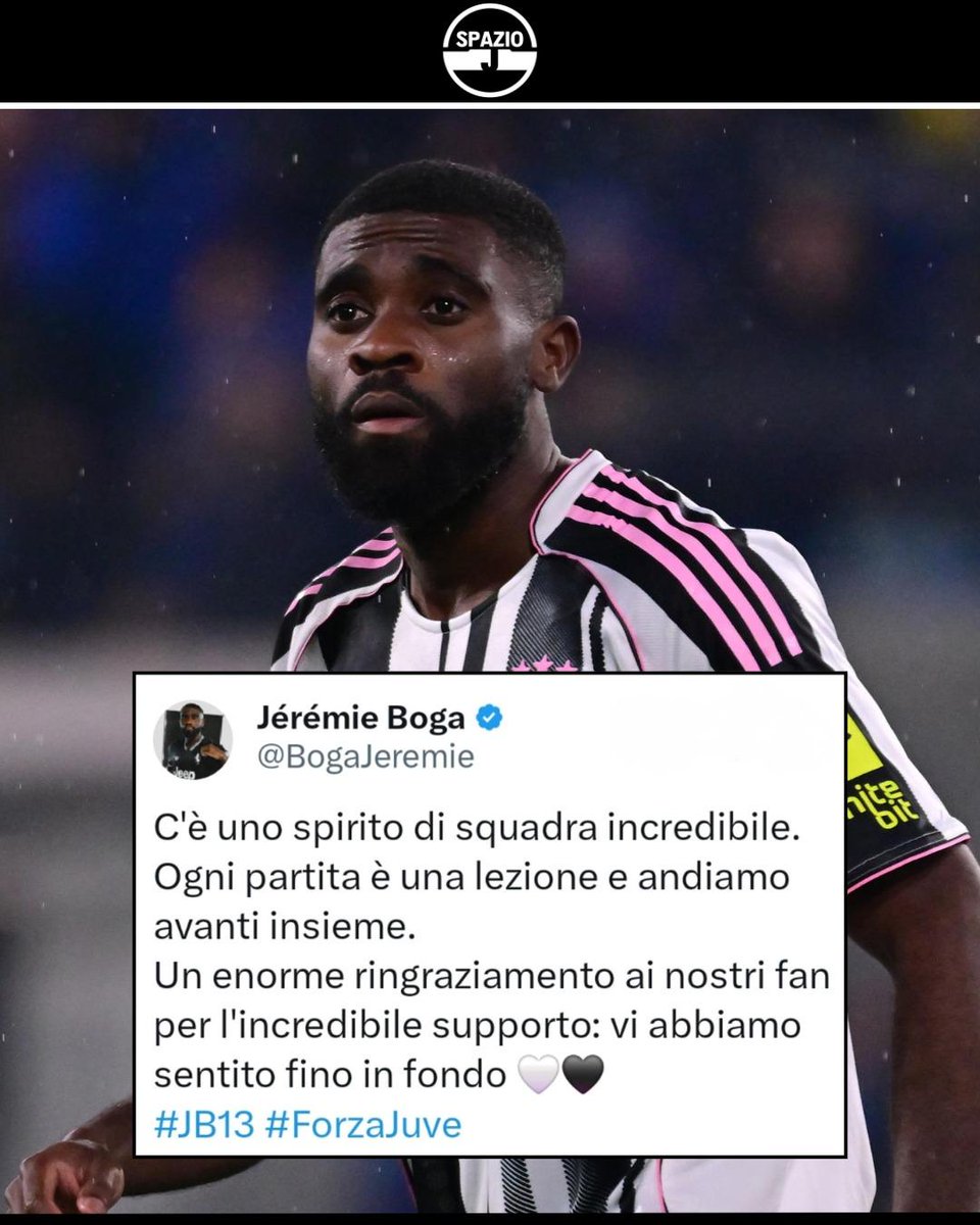 Jeremie Boga è rimasto colpito dal sostegno dello Stadium 🤍🖤

Una serata amara in cui i tifosi della Juventus hanno dimostrato di poter fare la differenza 🫂

#Boga #JuventusGalatasaray #TifosiJuve #SpazioJ