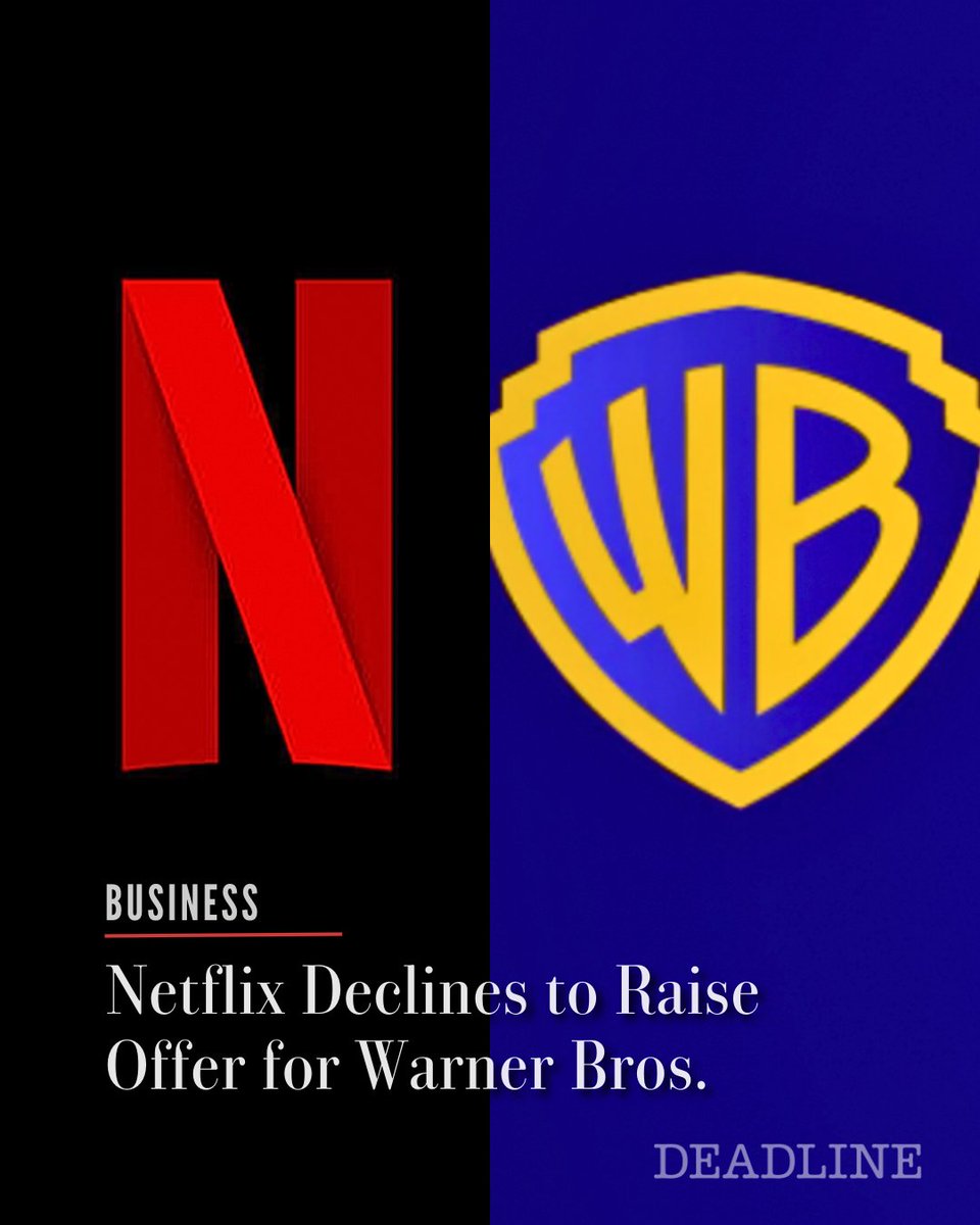 Netflix has thrown in the towel and won’t be raising its offer for Warner Bros. to match a rival bid by Paramount.

See the full statement here: deadline.com/2026/02/netfli…