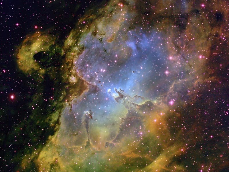ahenk75's tweet image. #Itwas (Feb26, 2006) mentionned on apod.nasa.gov/apod/ap060226.… « Inside the Eagle Nebula »; In the cavity, tall pillars, round globules of dark dust, cold molecular gas, young bright blue stars, filaments. Img T. A. Rector &amp;amp; B. A. Wolpa, NOAO, AURA #Space #Astrophysics #Astronomy