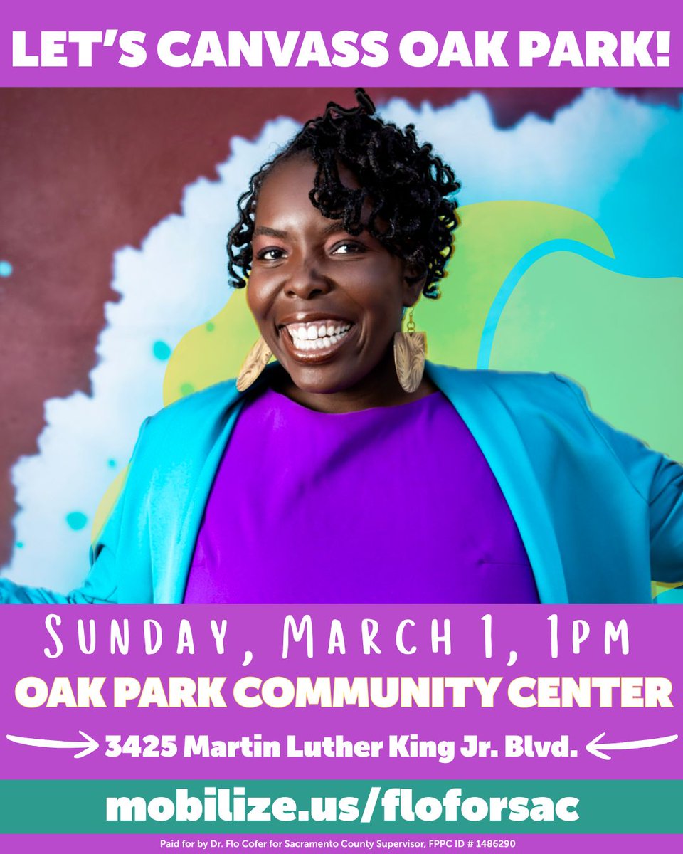 Flo4Sacramento's tweet image. Updated location for Sunday ~ We will be canvassing in Oak Park this weekend. #TeamFlo will be meeting at Classy Hippy Tea on Saturday at 10am, and at the Oak Park Community Center on Sunday at 1pm. 
Register 👇️