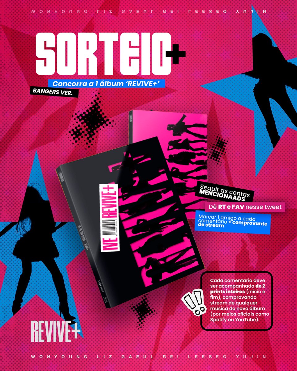 🚨 SORTEIO: CONCORRA A 1 ÁLBUM '#REVIVE_PLUS' (BANGERS ver.)!

Regras:
• Seguir <a href="/IVE_Brazil/">IVE BRAZIL</a>, <a href="/saphirinecegs/">Saphirine CEGs</a> e <a href="/redmalve/">RED Malve</a>;
• Dar RT e FAV nesse tweet;
• Marcar 1 amigo por comentário + comprovantes de stream.

Resultado: 31/03/2026
– SORTEIO POR COMENTÁRIO.

#IVE #아이브