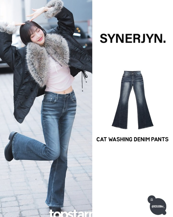 JOY attended a drama wrap party wearing SYNERJYN Cat Washing Denim