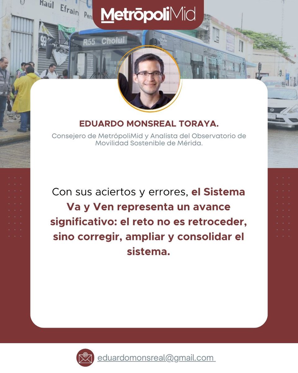 El reto no es cancelar el Va y Ven. Es corregir sus fallas estructurales y asumirlo como una política de Estado.

📌 Consulta más detalles: metropolimid.com.mx/revista_mmid/n…

(<a href="/MovilidadMerida/">OMSM</a>)