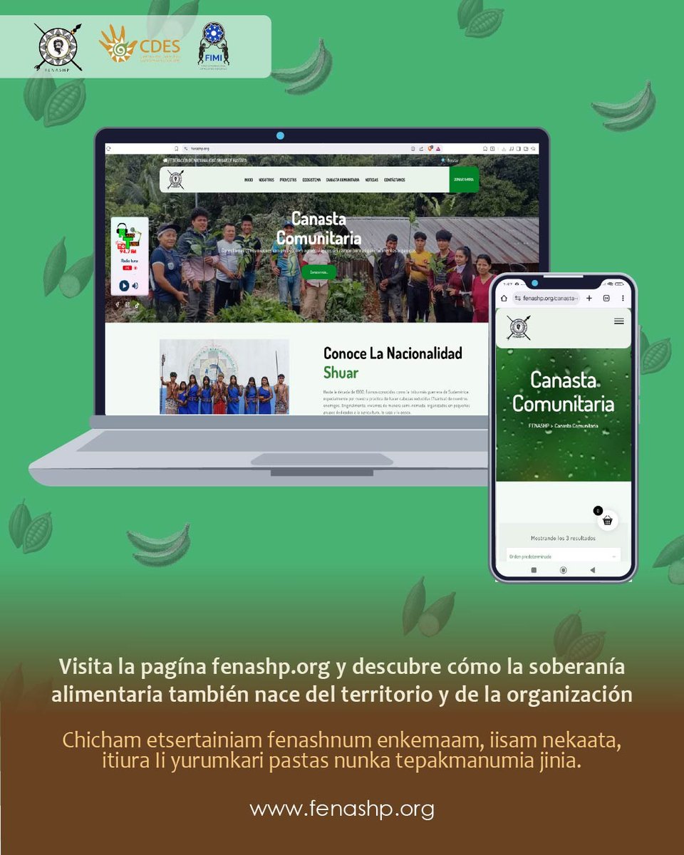 cdes_derechos's tweet photo. En la Amazonía ecuatoriana, las mujeres de la @fenash_p cuidan el Aja Shuar: un sistema ancestral donde la tierra, los saberes y la comunidad trabajan juntos para producir vida.

De este espacio nacen alimentos limpios, artesanías con identidad y emprendimientos que fortalecen la economía comunitaria y el cuidado del territorio.

Más información en : https://t.co/3MQDxl4H5g

#CanastaComunitaria #ComercioJusto #Yapit