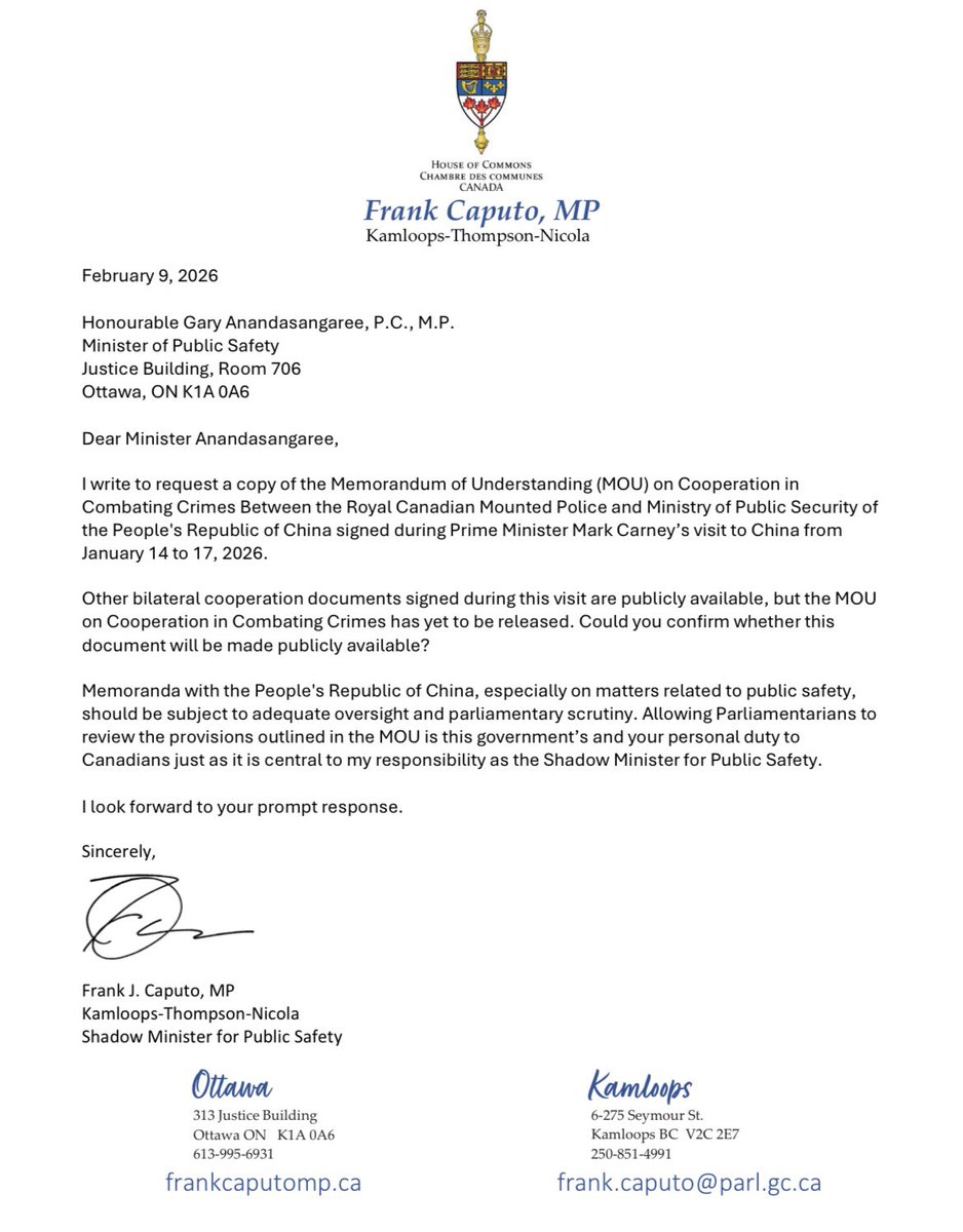 FrankCaputoKTN's tweet image. It’s been 17 days. No response. No transparency.

The Liberals are refusing to release the intelligence-sharing MOU with China, despite the recent warnings from Chrystia Freeland and the Prime Minister himself calling China the biggest threat to our national security during the