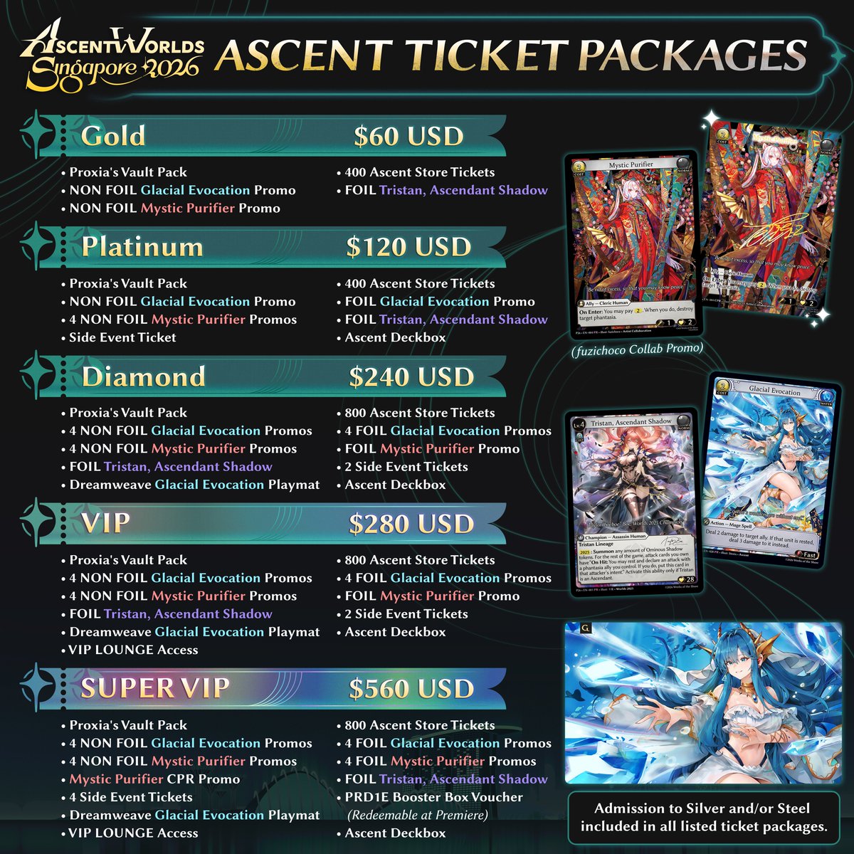 Get ready for our biggest event of the year, Ascent Worlds 2026, taking place on August 14th – 16th, 2026 in Singapore!

The event will feature the Path of Steel Team Standard Format, Path of Silver our collector event, a Cosplay Contest, Pantheon and other side events, beginner