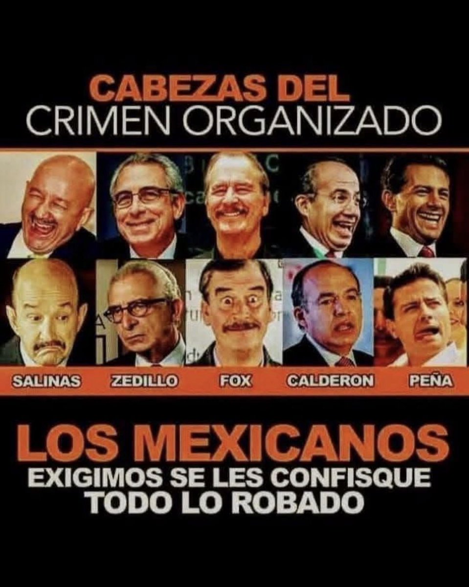 Estás son las cabezas del cr1m3n 0rg4n1z4d0. 
Salinas de Gortari, Zedillo, Fox, Calderón, Peña Nieto. Todos ellos merecen prisión HDSPM