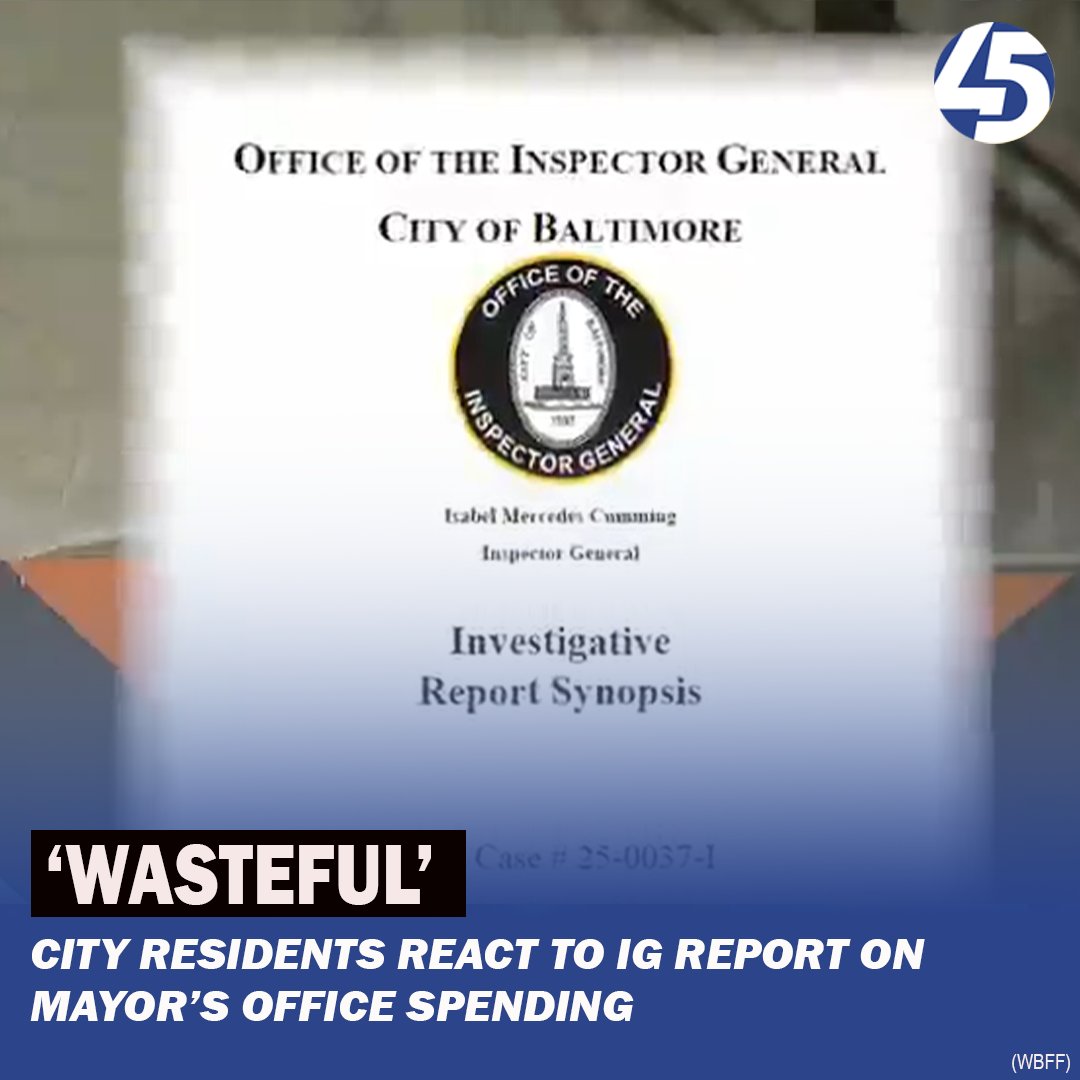 A new Inspector General’s report is raising questions about how taxpayer dollars are being spent inside Baltimore’s Mayor’s Office — and prompting strong reactions from city residents.

READ MORE: bit.ly/46uqfH7