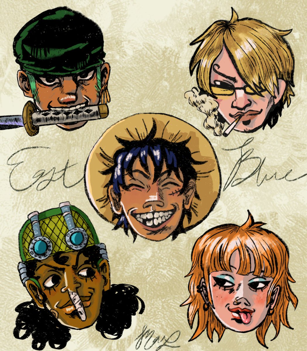 418_w0o's tweet photo. the east blue crew in an attempt at the old gorillaz style :DD 

#onepiece https://t.co/whNwVOvCVW