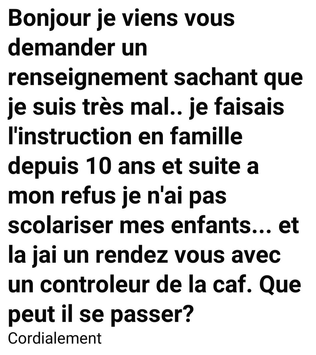 10 ans à faire l'école à la maison. Et puis un jour <a href="/EmmanuelMacron/">Emmanuel Macron</a> décide que bon ça suffit les libertés. Du coup on se retrouve avec ce genre de situation 👇