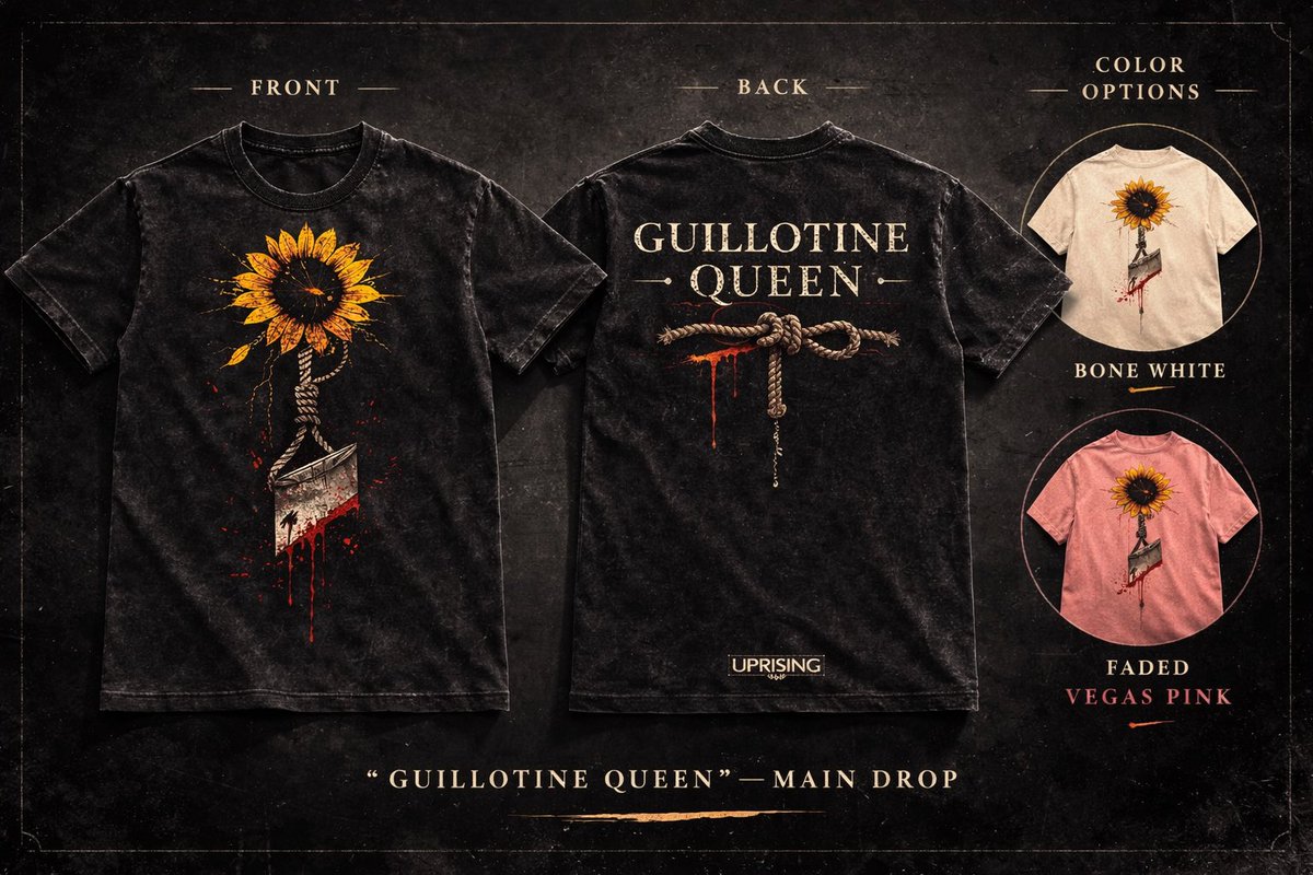 🚨NEW MERCH🚨

THE GUILLOTINE QUEEN

She doesn’t chase glory.
She cuts through it.

Sam McLeod’s signature tee is here in 3 colors: washed black, bone white, and faded Vegas pink. 

Built in Hell’s Kitchen. Refined in Vegas.

Available now.