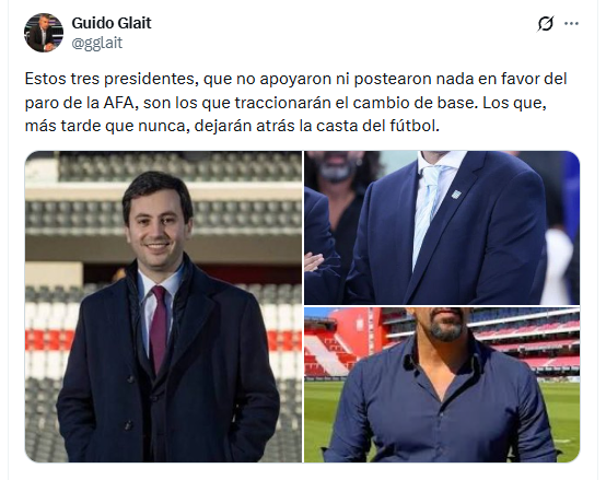 Tanto River como Racing votaron a favor del paro. Estos mulos pretenden convencerte de que sus presidentes son héroes solo por no haber posteado al respecto. Absolutamente todos los que veas escribiendo algo similar pertenecen al famoso grupo de Whatsapp o aspiran a estar en él.